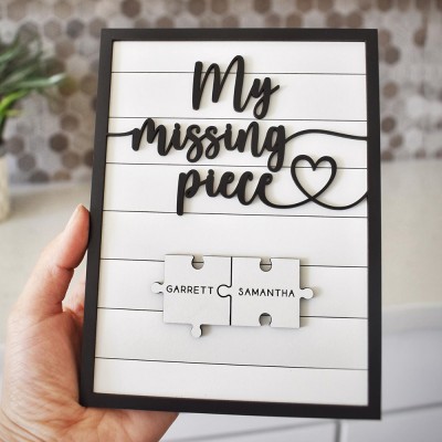 My Missing Piece Custom Puzzle Name Sign for Couples Valentine Gift for Her Him