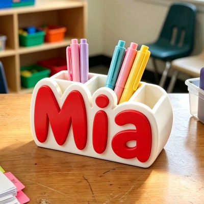 Personalized Name Pencil Holder Custom Desk Organizer for Kids Back to School Gift
