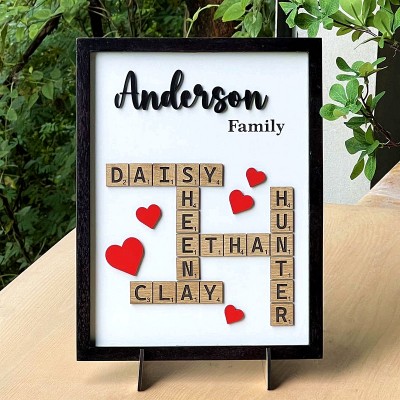 Personalized Scrabble Family Puzzle Sign - Crossword Scrabble Wood Sign Last Name Sign - Christmas Gift Idea