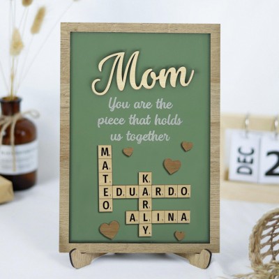 Personalized Mom Crossword Scrabble Wood Puzzle Sign Mothers Day Gift
