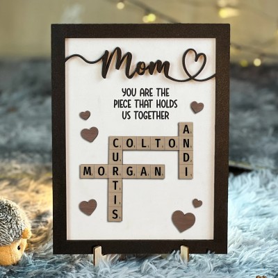 Personalized Mom Crossword Scrabble Wood Puzzle Sign Mothers Day Gift