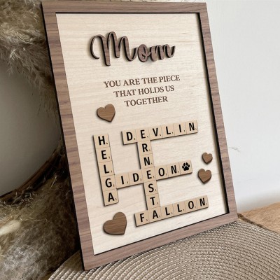 Personalized Mom Crossword Scrabble Wood Puzzle Sign Mothers Day Gift