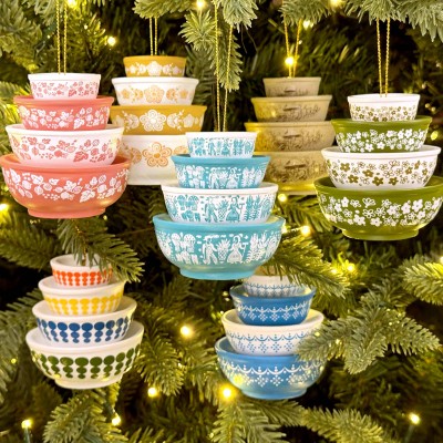 Mini Bowl Stack Ornament Retro Kitchen Christmas Decor