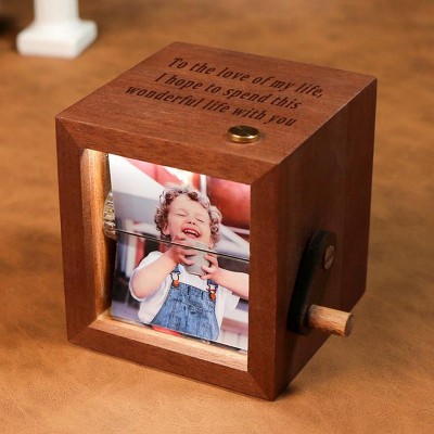 Personalized Photo Flipbook Animation Wood Box Photo Album Gift