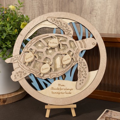 Personalized Sea Turtle Wood Sign Gift for Mom or Grandma