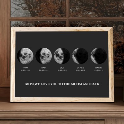 Personalized Wooden Moon Phase Frame Mothers Day Gift Gift for Mom