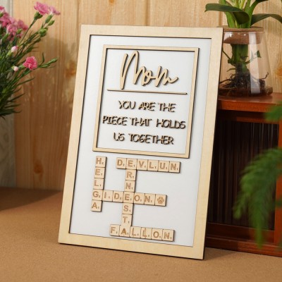 Personalized Mom Crossword Scrabble Wood Puzzle Sign Mothers Day Gift