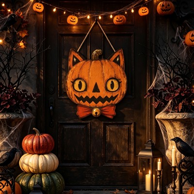 Vintage Halloween Door Hanger Gothic Front Door Decor Spooky Fall Home Decor
