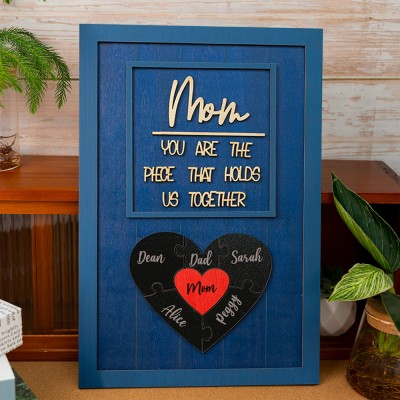 Mom You Are The Piece That Holds Us Together Personalized Mom Puzzle Piece Sign
