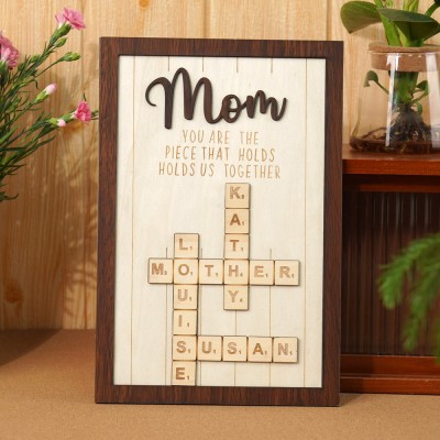 Personalized Mom Crossword Scrabble Wood Puzzle Sign Mothers Day Gift