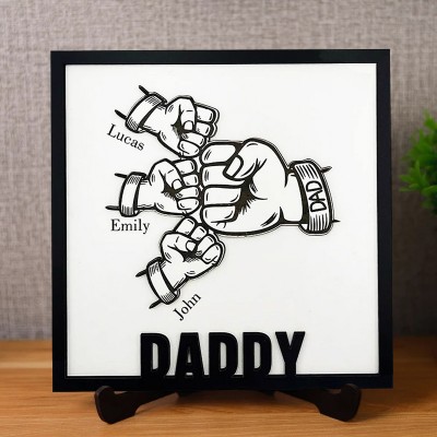 Personalized Dad and Kids Fist Bump Name Sign Father's Day Gift