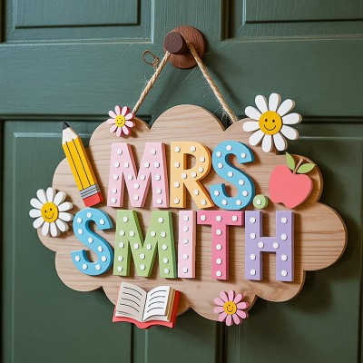 Personalized 3D Teacher Name Door Sign Personalized Teacher Appreciation Gifts