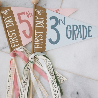 Personalized First Day of School Pennant Flag Custom Name Photo Prop for Kids Back to School Gift