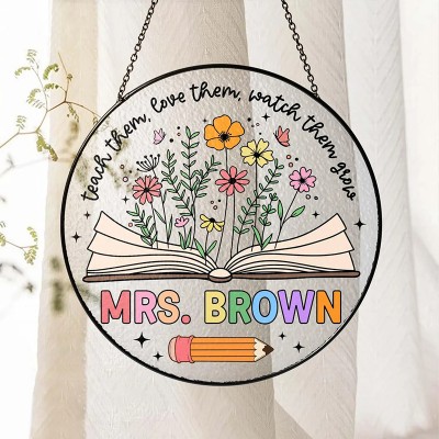 Personalized Teacher Stained Glass Suncatcher Back To School Teacher Appreciation Gift - Gift for Teacher