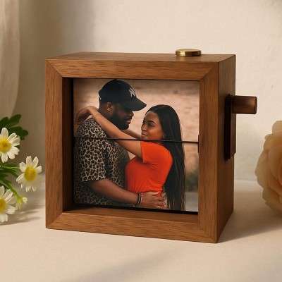 Personalized Photo Flipbook Animation Wood Box Photo Album Gift