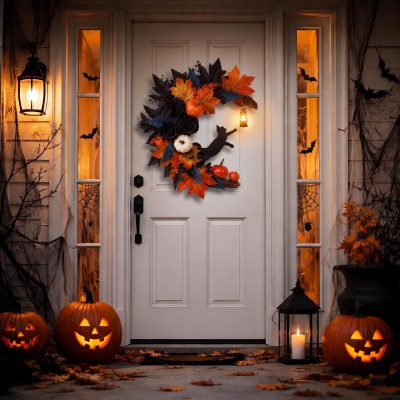 Vintage Halloween Door Hanger Gothic Front Door Decor Spooky Fall Home Decor