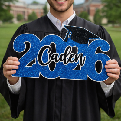 Personalized Graduation Party Sign with Name, Custom Graduation Decor for Gift Table, Dessert Table or Centerpiece