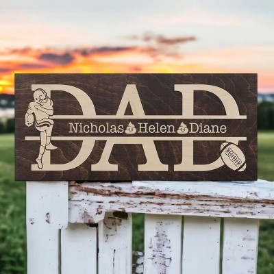 Custom Dad Wood Sign With Kids Names Fathers Day Gift