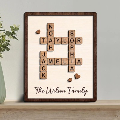 Personalized Family Name Crossword Scrabble Wooden Sign