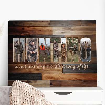 Hunting Photo Canvas Wall Art For Hunter Gift Idea For Dad Man Cave Wall Decor Rustic Style Photo Display Memory Collection Frame
