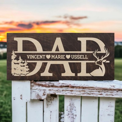 Custom Dad Wood Sign With Kids Names Fathers Day Gift