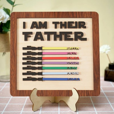 Personalized Lightsaber Sign With Kids Name For Dad Grandpa Father's Day Gift Idea