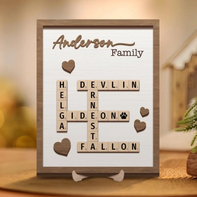 Personalized Family Name Crossword Scrabble Wooden Sign