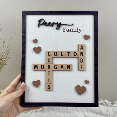 Personalized Family Name Crossword Scrabble Wooden Sign