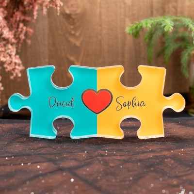 Puzzle Name Sign for Couples Romantic Gift for Him Her
