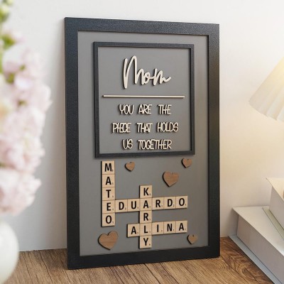 Personalized Mom Crossword Scrabble Wood Puzzle Sign Mothers Day Gift