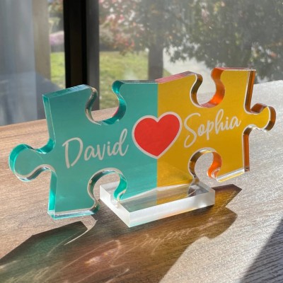 Puzzle Name Sign for Couples Romantic Gift for Him Her