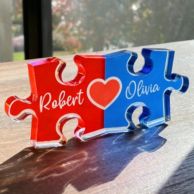Puzzle Name Sign for Couples Romantic Gift for Him Her