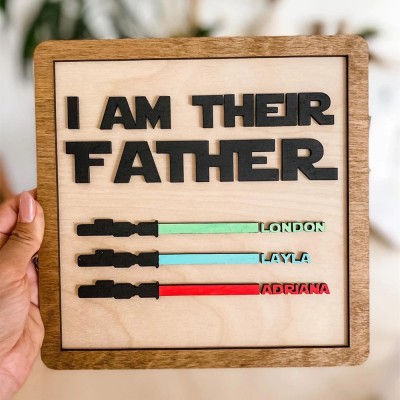 Personalized I Am Their Father Sign With Kids Name For Father's Day Gift