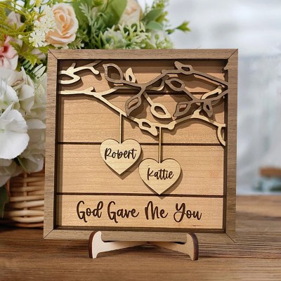Personalized Couples Names Wooden Sign Gift for Couples