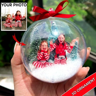 Personalized 3D Photo Snow Globe Christmas Ornament