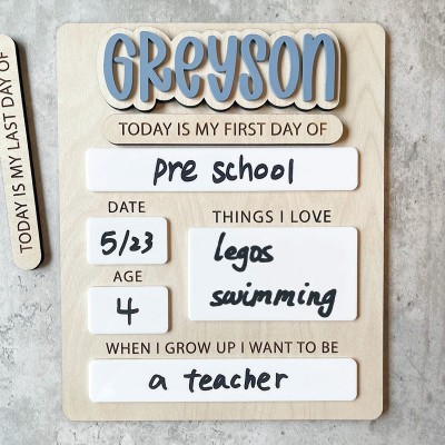 Personalized First Day of School Sign Reusable Back to School Board Gift for Kid