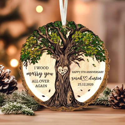 Personalized Wooden Ornament Wood Anniversary Gift For Couples