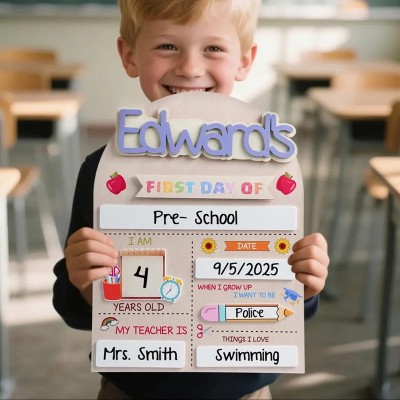 Personalized First Day of School Sign Reusable Back to School Sign Kit Gift for Kid