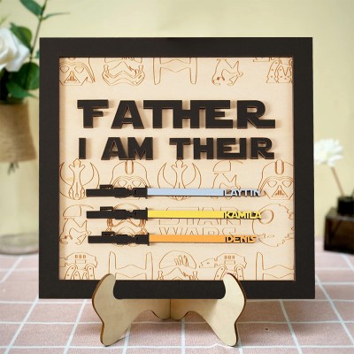 Personalized Lightsaber Sign With Kids Name For Dad Grandpa Father's Day Gift Idea
