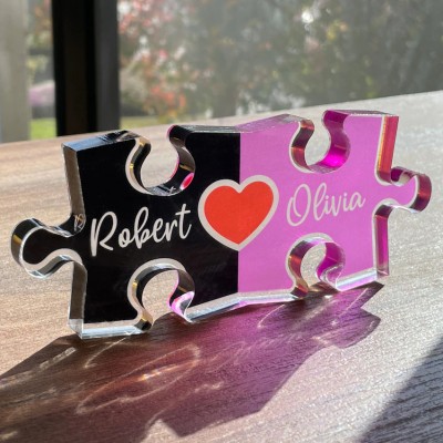 Puzzle Name Sign for Couples Romantic Gift for Him Her